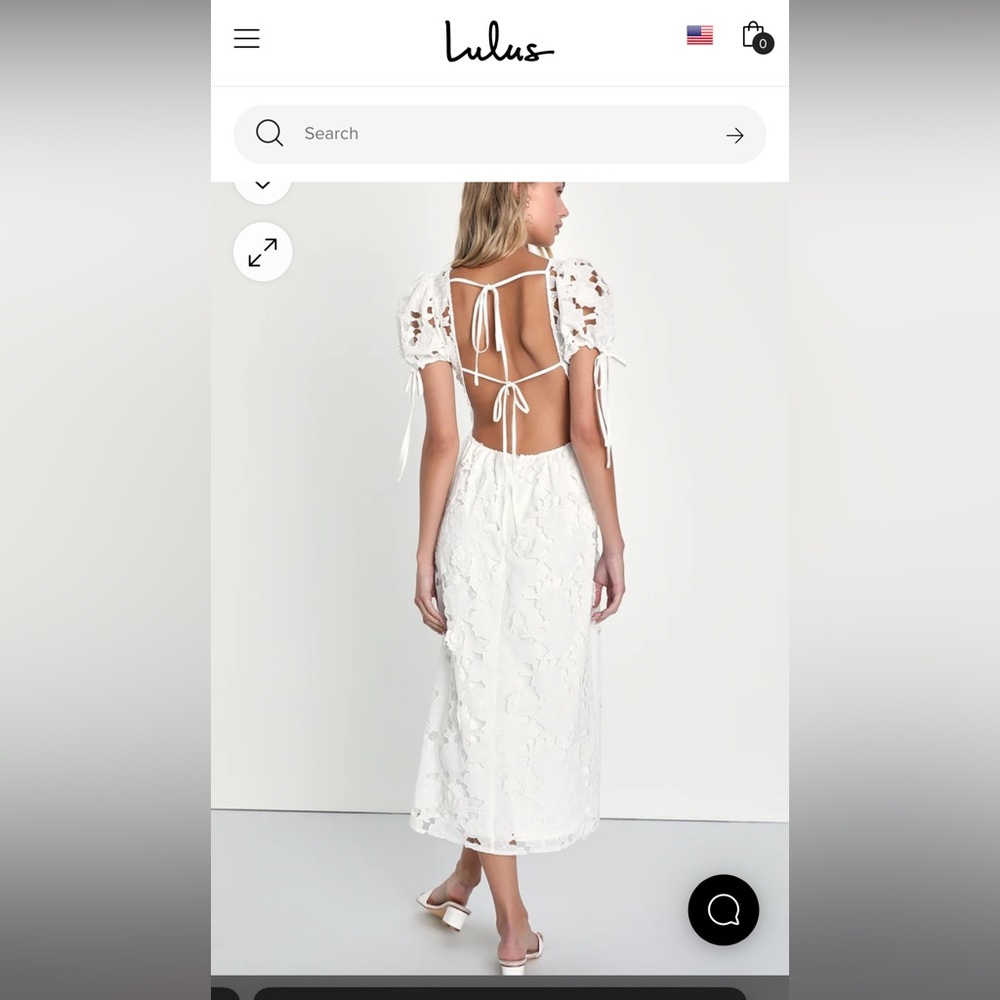 Lulus flourishing blossoms white 3D floral backless midi dress